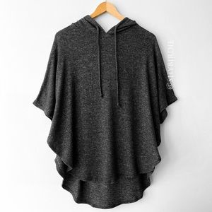Aerie Plush Hoodie Poncho Cape, Dark Grey